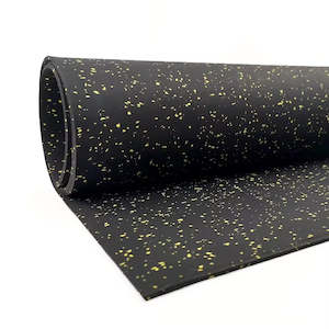 Stock: EPDM Gym Floor Roll - Black with Yellow- 10mm x 1m