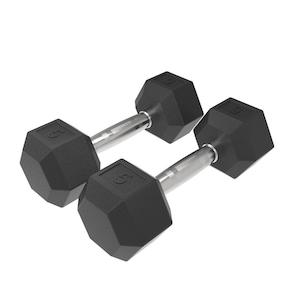Dumbbells: 5kg HD Rubber Hex Dumbbell - Pair