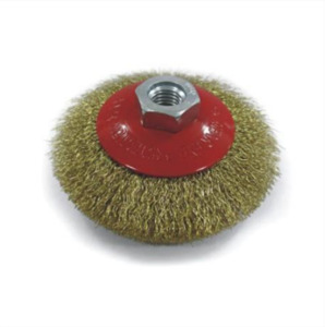 Fire Bird WIRE BRUSH GRINDER CRIMPED CUP BRUSH BEVEL 100MM M14X2 BRASS COASTED