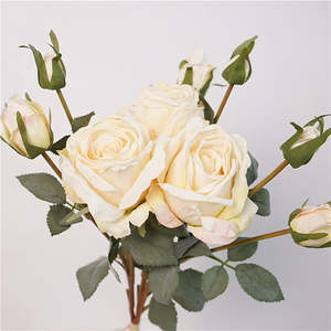 Rose Bunch Artificial Silk Flower Cream White ROSEBUNCH002