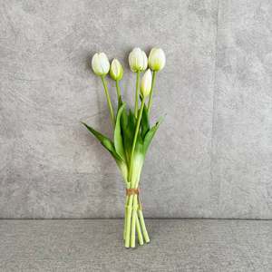 TULIPS WHITE REAL TOUCH BUNCH