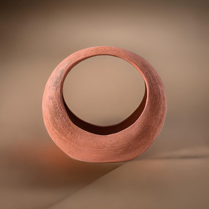 Vase: Vase Ring Shaped Pottery Brown VASE019