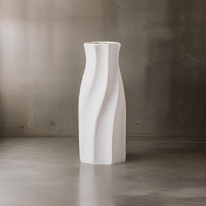 Vase: Vase Spiral Striped Ceramic White VASE020