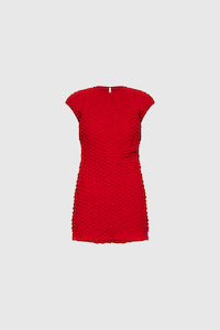 WOMENS: Shirred Cotton Dress - Red