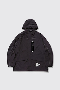 Mens Hoodies: Gramicci x and wander Patchwork Wind Hoodie - Black