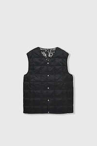 V-Neck Down Vest - Black