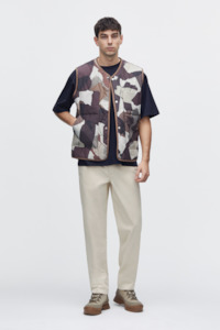 Peter Camo Nylon Insulated Vest - Espresso