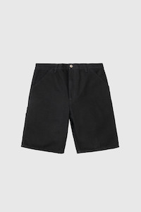 Mens Denim Shorts: Single Knee Short - Black Rinsed