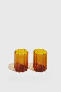 Cups: Wave Glasses Set of Two - Amber