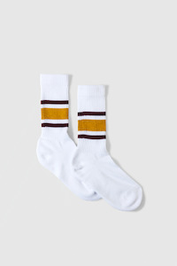 Cotton Athletic Crew - Gold / Maroon Stripe