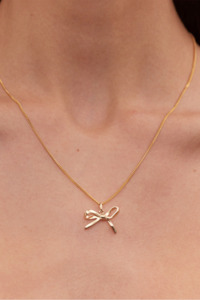 Bow Charm Necklace - Gold Plated