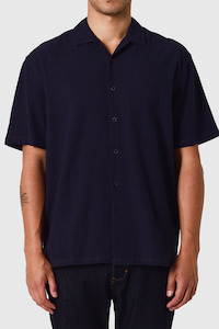 Neuw: Cotton Crepe SS Shirt - Navy
