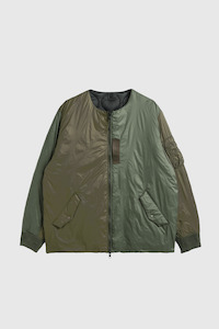 Taion: Reversible MA-1 Type Down Jacket - Crazy Olive / Black
