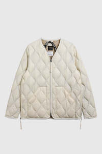 Taion: Soft Shell Military V-Neck W-Zip Down Jacket - Off White