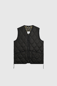Taion: Military Zip V-Neck Down Vest - Black