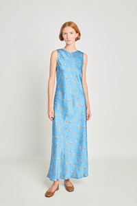 Sale Over 250: Esoteric Dress - Blue Satin Floral