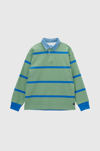 Mens: Langdon Rugby Shirt - Olive / Blue