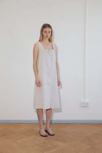 Button Sweep Dress - Gull Stripe