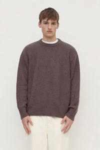Dover Boucle Knit Cashmere Crew - Bark