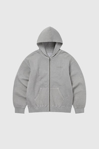 Damaged Zip Up Hoodie - Khaki Grey