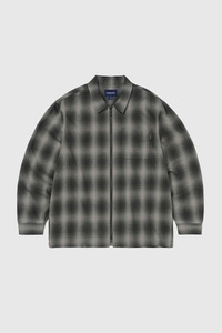 Nep Check Zip Shirt - Black