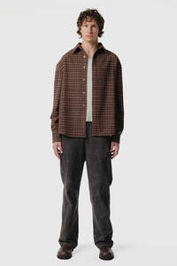 Drop LS Shirt - Brown Plaid
