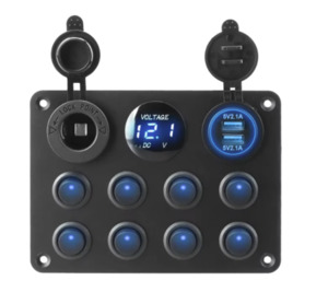 Products: 8 Gang Switch Panel Light Toggle USB Chargers Adapter Volt Test 24V 12V – Infinity RV Infinity Caravans Motorhomes Sales & Service
