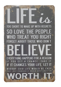 Personal Care: Retro Metal Sign- Life