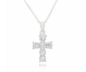 Jewellery: Sterling Silver Chain with CZ Cross