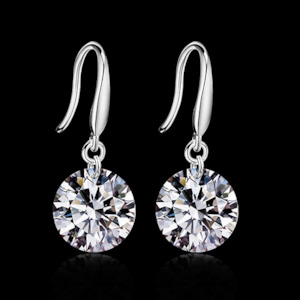 Jewellery: CZ Silver diamond drop earrings