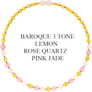 Baby Teething Amber Necklace THREE TONE