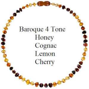 Baby Teething Amber Necklace FOUR Tone