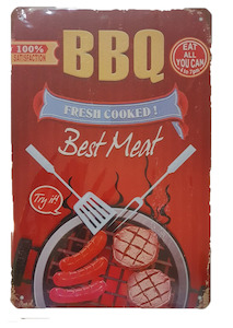 Valentines: Retro Metal Sign- BBQ