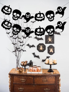Halloween: Black Ghost  Party Decor Banner