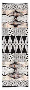 Lavalava Sarong: White Black Tapa Leaves Lavalava