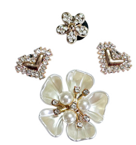 Hers: CZ Flower & Heart Jibbit Charms Combo