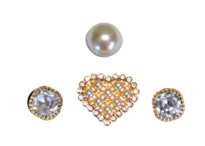 Hers: CZ Heart with Pearls Jibbit Charms Combo