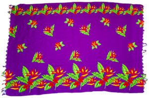 Sarongs: Purple Flower Sarong with Frills