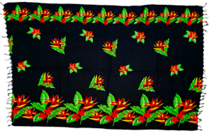 Black Flower Sarong with Frills