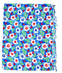 Sarongs: Hibiscus Blue Sarong with Frills