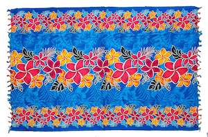 Sarongs: Blue Frangipani Sarong with Frills