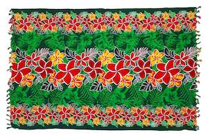 Sarongs: Green Frangipani Sarong with Frills