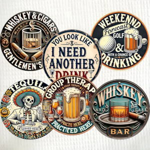 Vintage Bar Coasters Set