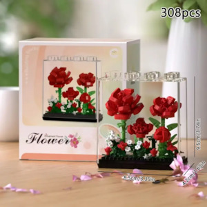 Red Roses Garden Building Blocks Set