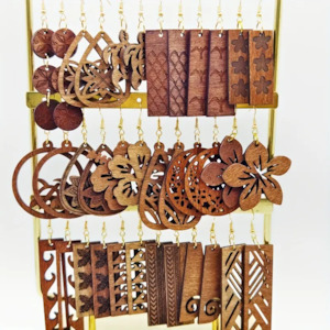 Jewellery: Island Style Wooden Earrings Assorted ( 2 pairs)