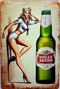 Bar: Retro Metal Sign- Stella Artois Beer