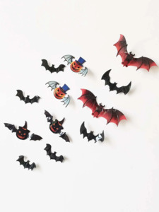 Halloween: 3D Bats Wall Deco(12pack)