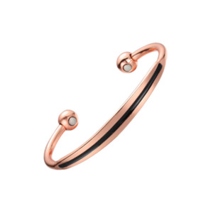 Bags: Copper Bracelet Plain Black Strip With Magnets