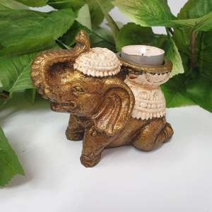 Candle Tealight Incense Holders: Wealth Elephant Candle Holder Cream