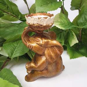 Sitting Elephant Candle Holder Cream